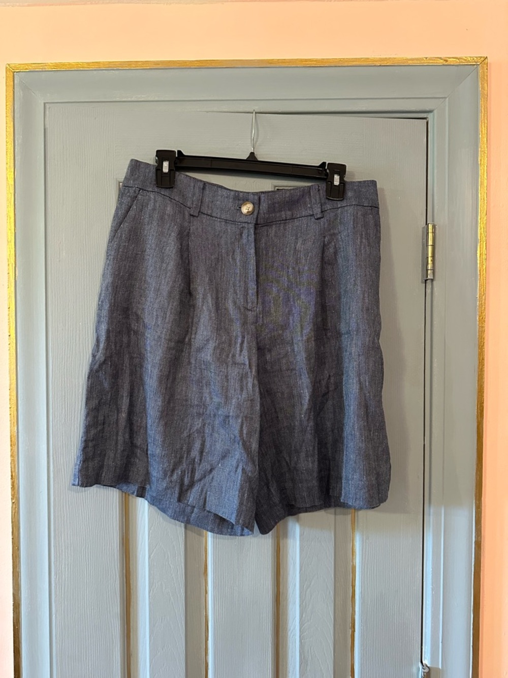 LOFT Chambray Blue High-Rise Bermuda Shorts - Picture 2 of 8